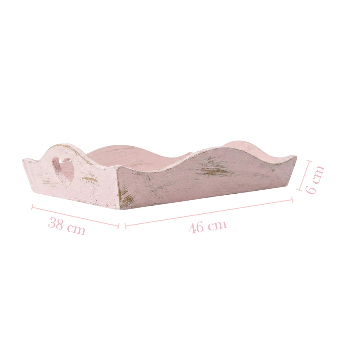 Country Heart Cut-Out Tray dimensions displayed on white background
