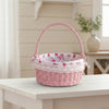 Farmhouse Wicker Basket – Round with Handles – Rustic Storage Décor - pale pink