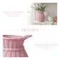 Farmhouse wicker pitcher pale pink with flowers on white background rustic charm natural bamboo design