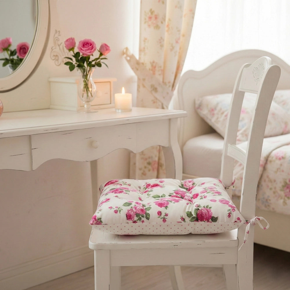 Fleur Chair Cushion displayed with floral design for home seating decor