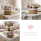 Fleur Halfa Square Basket with pink roses with backgrounds, featuring product use. 