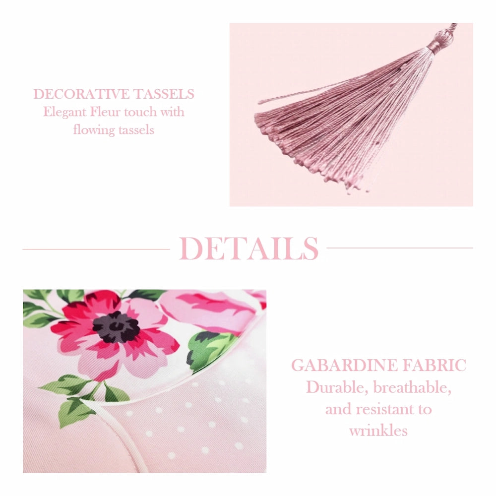 Fleur Haven Padded Prayer Rug with floral design and decorative tassels on pink background