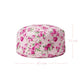 Floral-patterned fabric roll with dimensions on a white background