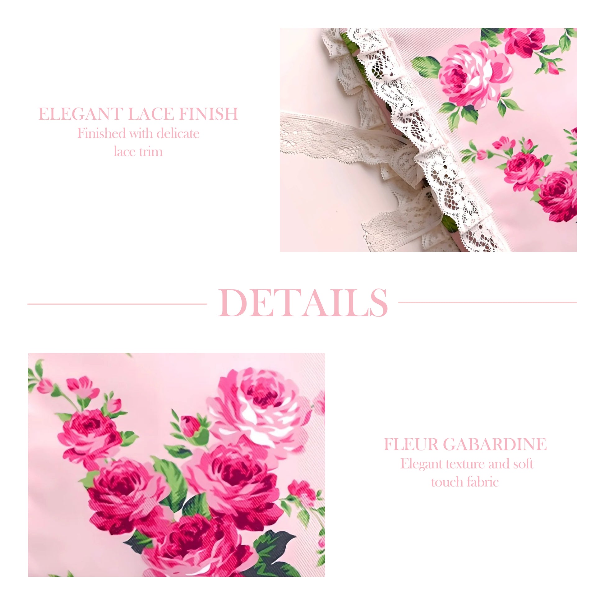 Lace fabric with floral pattern on a pink background