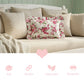 Fleur Ruffled Rectangular Cushion with Filling antique white placed on beige sofa with decorative accents