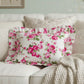 Fleur Ruffled Rectangular Cushion with Filling antique white floral placed on sofa with soft focus background