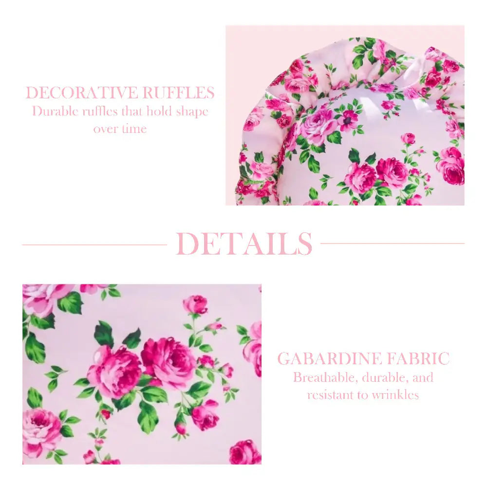 Fleur Ruffled Round Cushion with Filling pale pink showcasing decorative ruffles and gabardine fabric details on light pink background