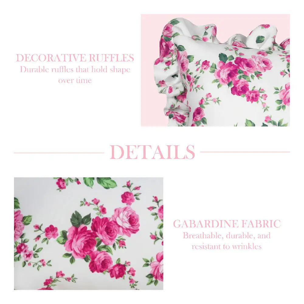 Fleur Ruffled Square Cushion with Filling antique white decorative cushion featuring floral pattern details on white background 