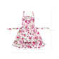 Floral dress with measurements on a white background