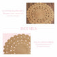 Flower-shaped rug with text describing its features on a white background