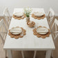 Halfa Flower-Shaped Placemat used in dining table setup with plates, glasses, and bread on woven surface