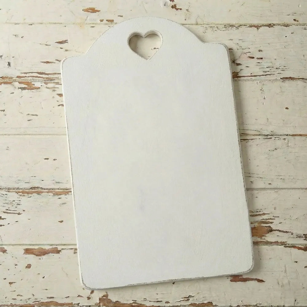 Handcrafted Rustic Heart Cut-Out Serving Board antique white wooden serving tray Egypt Country Charm