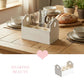Heart Cut-Out Flatware Holder on a dining table with cutlery, tableware, and bread