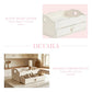 Heart Cut-Out Flatware Tray product features infographic on white background for home decor organization