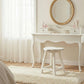 Heart-Shaped Wooden Stool white finish vanity stool for makeup desk seating and home decor interior styling