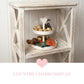 Heart-Topped Two-Tier Wooden Display Tray showing chocolates arranged for Country Charm shabby chic home decor display