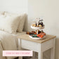 Heart-Topped Two-Tier Wooden Display Tray styled as nightstand storage in bedroom decor with timeworn charm finish
