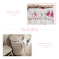 Large Cottage Wicker Hamper with floral fabric lining and bamboo frame on white background