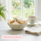 Mini Wicker Basket handmade styled on table near window with cookies and teacup