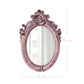 Ornate pink oval mirror with dimension lines showing 18 cm height and 11 cm width on a white background.