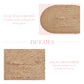 Oval welcome rug made of halfa grass fiber with product details on a white background.