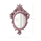 Pretty Shabby Wall Mirror – Oval Chic decorative pink wall mirror with intricate vintage-style detailing on white background