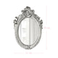Pretty Shabby Wall Mirror – Oval Fleur with dimensions displayed on a white background