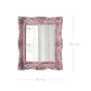 Pretty Shabby Wall Mirror Rectangular Vintage pink showing intricate details and dimensions on white background