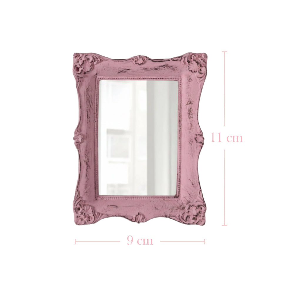 Pretty Shabby Wall Mirror – Rectangular Chic pink showing dimensions on white background