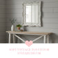 Pretty Shabby Wall Mirror Rectangular Vintage Antique White with text overlay and heart design details