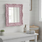 Pretty Shabby Wall Mirror Rectangular Vintage displayed in bathroom setting with pink and white wall décor