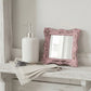 Pretty Shabby Wall Mirror Square Chic displayed with soap dispenser and lavender on wooden bathroom vanity