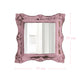Pretty Shabby Wall Mirror Square Chic with decorative pink frame and intricate details on white background