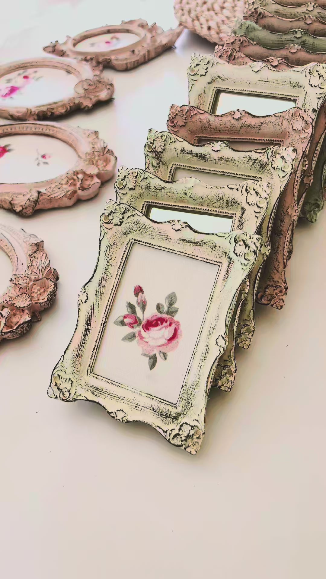 Rectangular shabby chic wall mirror with vintage-inspired frame for elegant cottage and country home décor