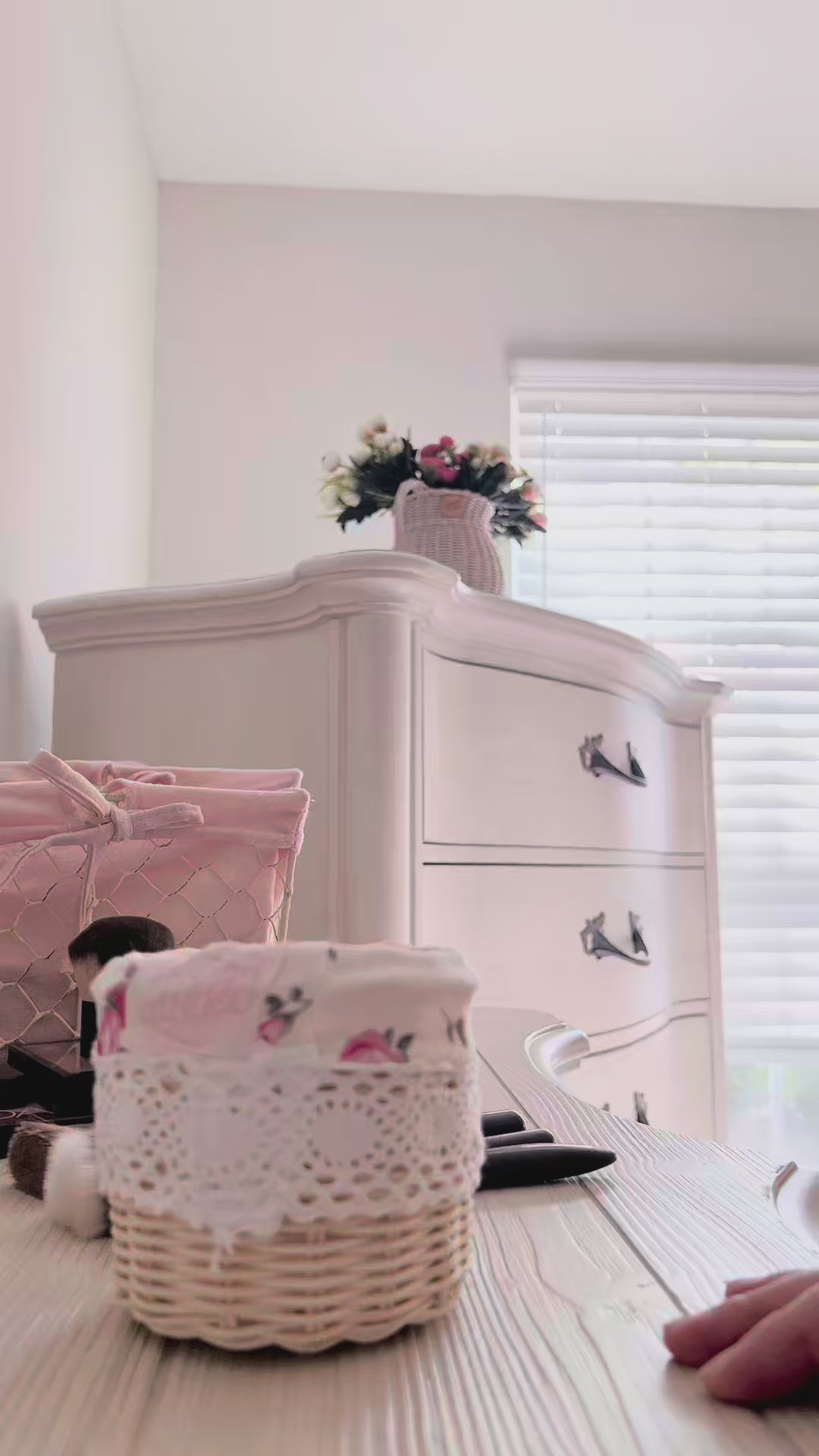 Mini tube wicker basket with rustic design for organizing and decorating cozy country-style homes