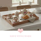 Rosie Rustic Wooden Tray styled with tea set and croissants in farmhouse décor setting