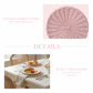 Round Wicker Placemat in pink with woven bamboo design shown on a table setting