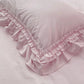 Ruffled Bedding Set pale pink pillowcase close-up highlighting ruffle trim and fabric texture
