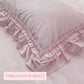 Ruffled Bedding Set pink ruffled pillowcase close-up highlighting stitched edge and fabric texture