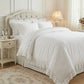 Ruffled Bedding Set white duvet cover set styled in shabby chic bedroom décor