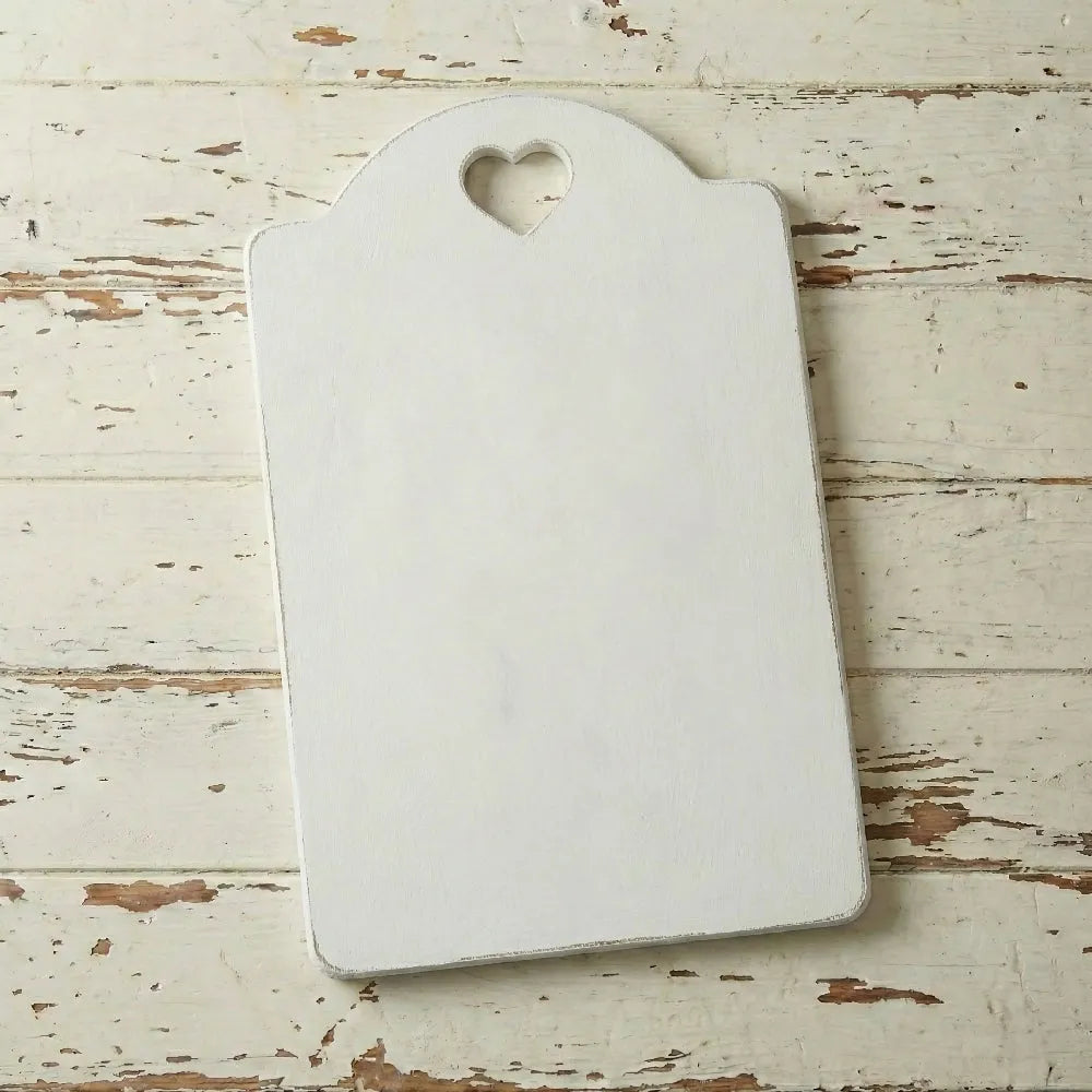 Rustic Heart Cut-Out Antique White Serving Board handcrafted wooden home decor Egypt — Country Charm