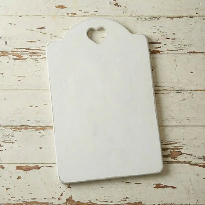 Rustic Heart Cut-Out Antique White Serving Board handcrafted wooden home decor Egypt — Country Charm