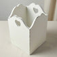 Rustic Heart Cut Out Wooden Basket white decorative box with heart cutouts on light gray background