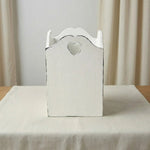 Rustic Heart Cut Out Wooden Basket displaying handmade woven design and heart detail