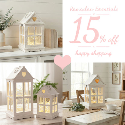 Ramadan lantern duo bundle with heart-shaped cutouts casting ambient light