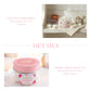 Product details graphic showing lifestyle and close-up views of Scent of Love vanilla home fragrance soy wax melts.