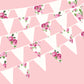 Floral and polka dot fabric pennant bunting