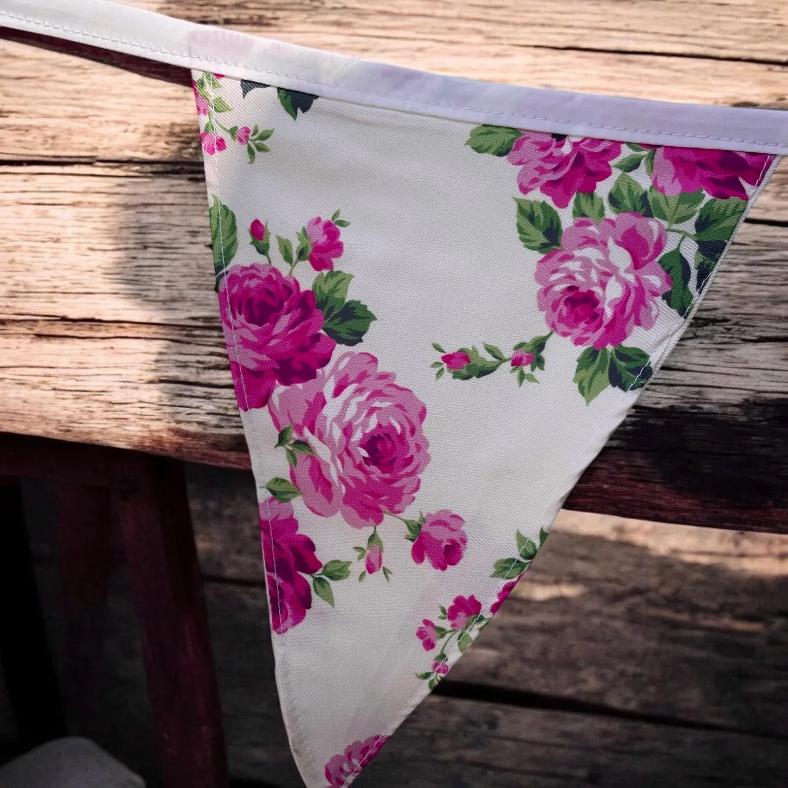 Floral and polka dot fabric pennant bunting