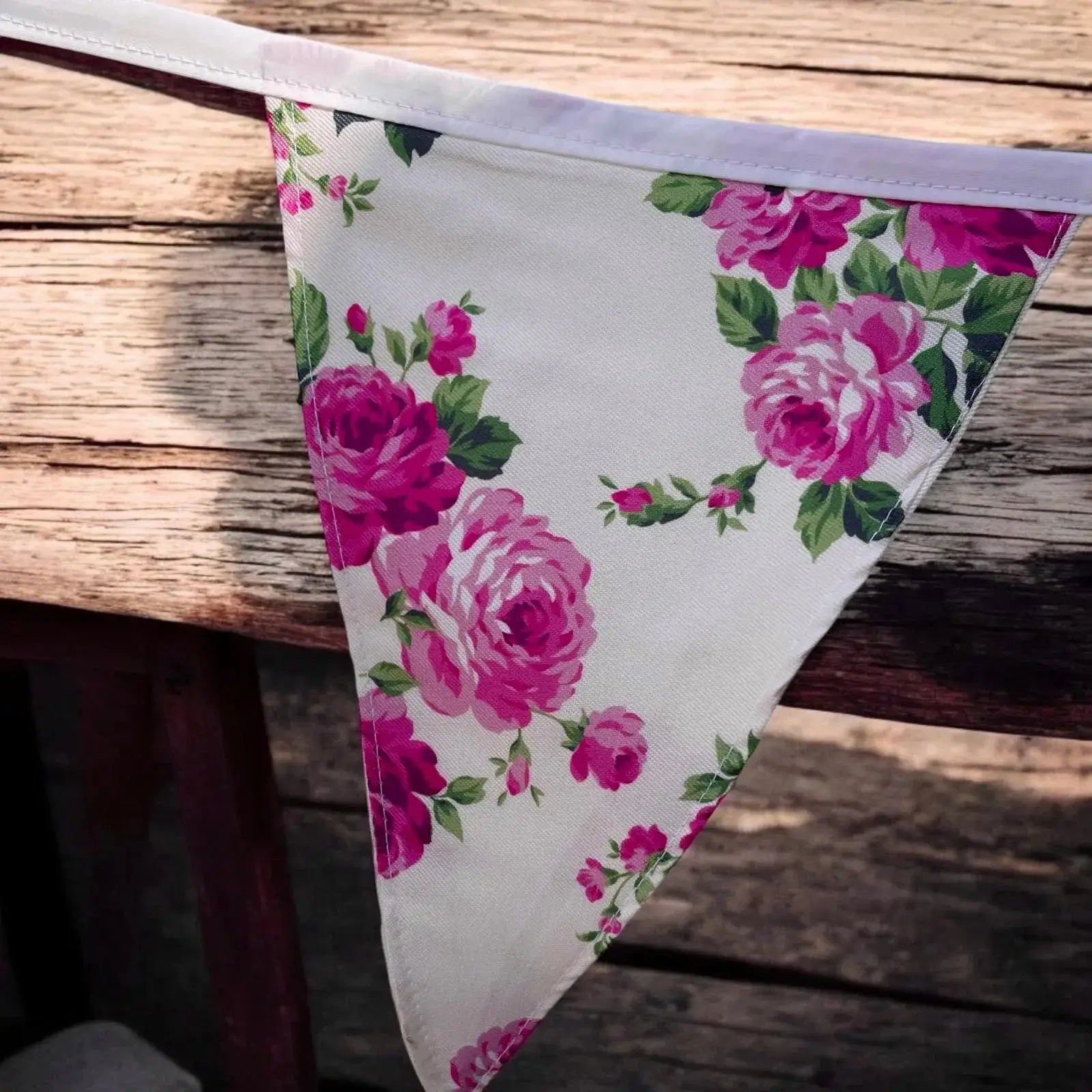 Floral and polka dot fabric pennant bunting