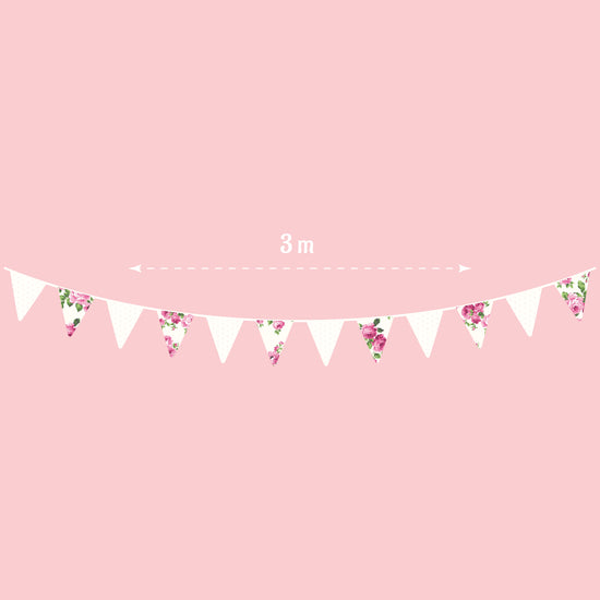 Floral and polka dot fabric pennant bunting